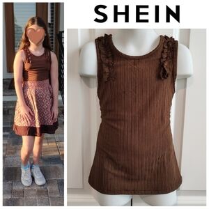 Brown Ruffle Tank Top